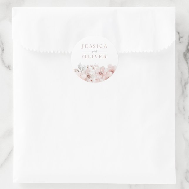 Sticker Rond Designer Blush Floral All Seasons Mariage (Sac)