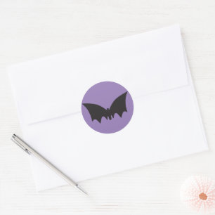 Sticker Rond Designer Halloween, Bat Icône Violette