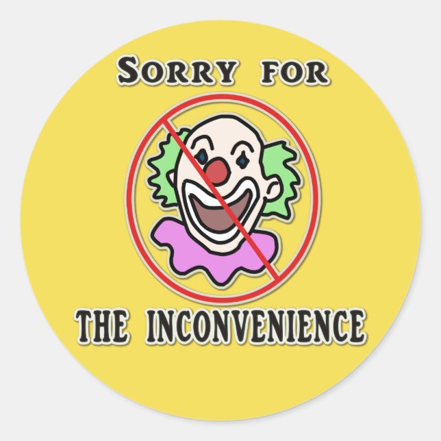 Sticker Rond Désolé pas de clowns (Devant)