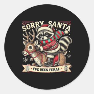 Sticker Rond Désolé Père Noël J'ai été férié Noël Recc