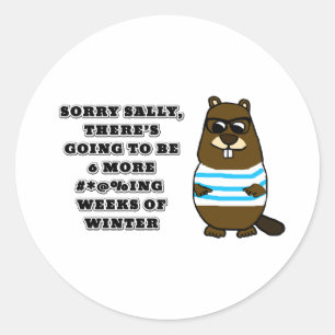 Sticker Rond Désolé Sally, 6 autres #*@%ing semaines d'hiver