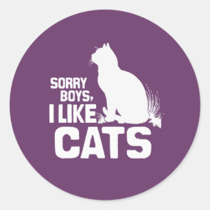 Sticker Rond DÉSOLÉS LES GARS J'AIME LES CHATS - BLANC -.png