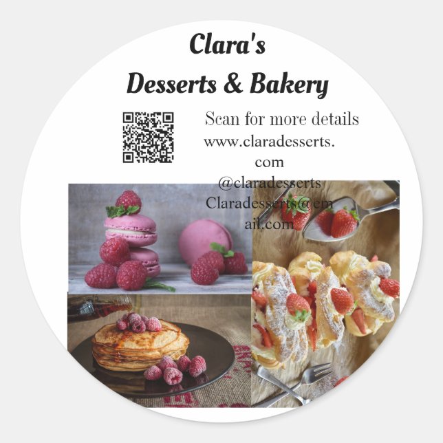 Sticker Rond Desserts Boulangerie restaurant ajouter nom détail (Devant)