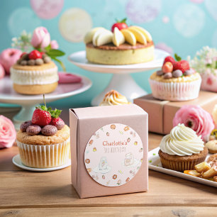 Sticker Rond desserts de brebis rose mignonne anniversaire de e