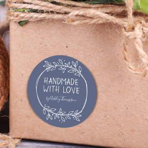 Sticker Rond Dessin à la main Fabriqué avec amour Personnalisé 