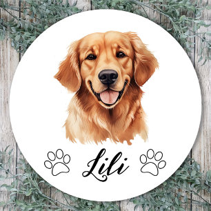 Sticker Rond Dessin à main pour chien d'essayeur d'or personnal