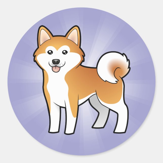 Sticker Rond Dessin Akita Inu / Shiba Inu (Devant)