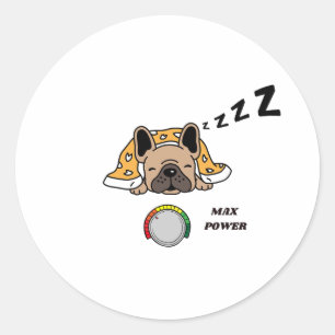 Sticker Rond dessin amusant d'un bâton de couchage pour bulldog
