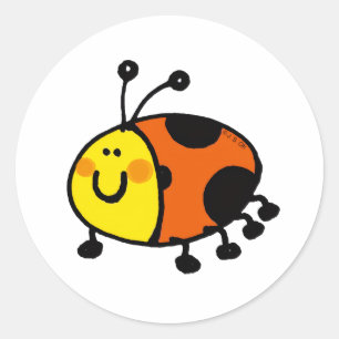Sticker Rond Dessin animé de coccinelle mignonne pour les enfan
