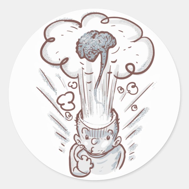 Sticker Rond dessin animé d'explosion cérébrale (Devant)