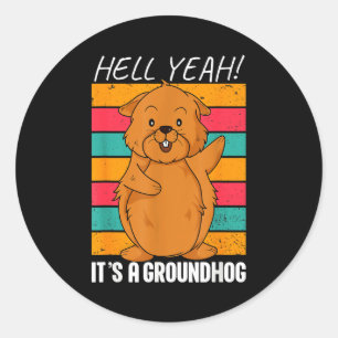 Sticker Rond Dessin animé drôle de Groundhog Day Anime Nouveaut