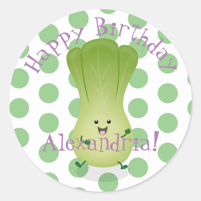 Sticker Rond dessin animé mignon de bok choy (Devant)