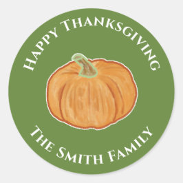 Sticker Rond Dessin Citrouille bon thanksgiving