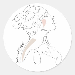 Sticker Rond Dessin d'art en ligne - Créatif et Fruit