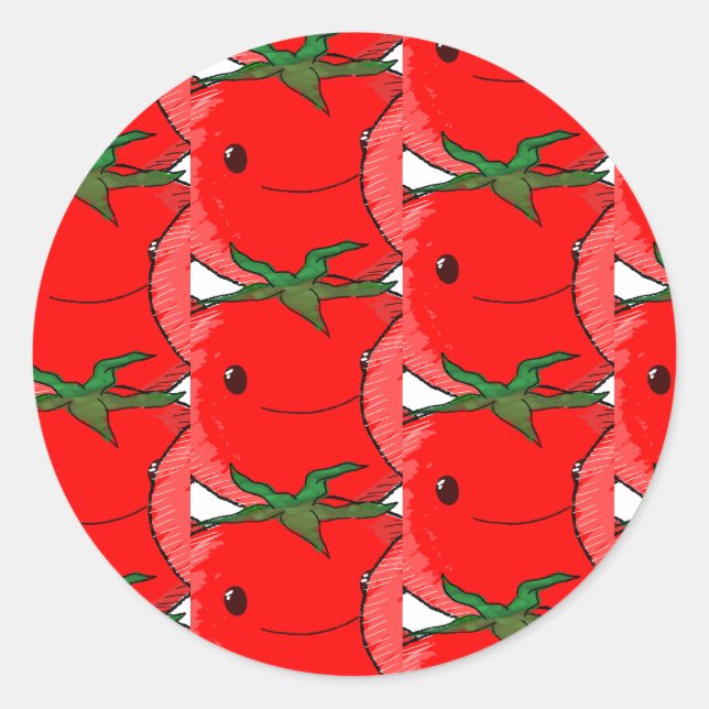 Sticker Rond Dessin de beaucoup de Motif de tomate mignonne (Devant)