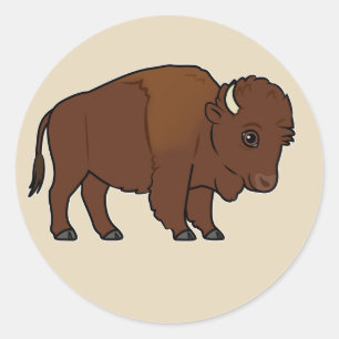 Sticker Rond Dessin de bison