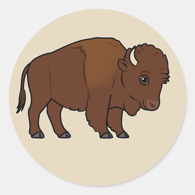 Sticker Rond Dessin de bison (Devant)