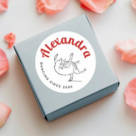 Sticker Rond Dessin de chat mignon rouge et blanc Edward Lear