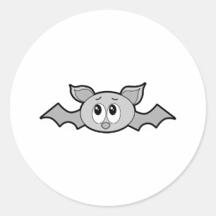 Sticker Rond Dessin de chauve-souris gris.