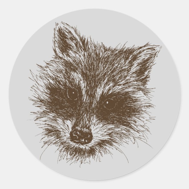 Sticker Rond Dessin de créations en bois de Raccoon (Devant)