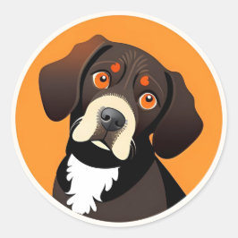 Sticker Rond Dessin de dessin mignon d'un chiot