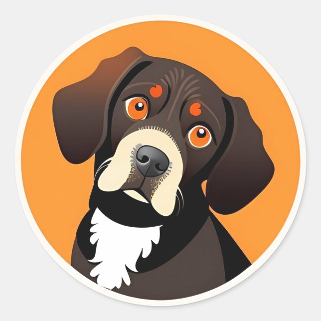 Sticker Rond Dessin de dessin mignon d'un chiot (Devant)
