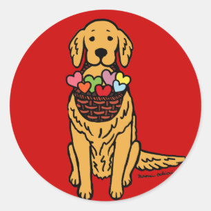 Sticker Rond Dessin de Golden Retriever
