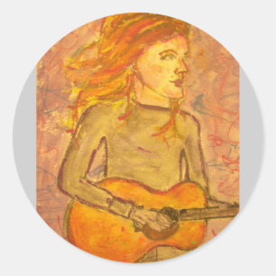 Sticker Rond dessin de guitare acoustique