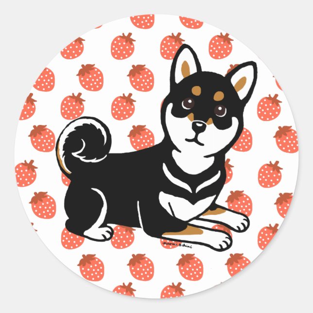 Sticker Rond Dessin de Kuro Shiba Inu (Devant)