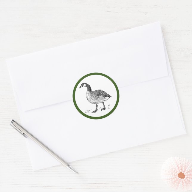 Sticker Rond Dessin de la nature de l'oie canadienne (Enveloppe)
