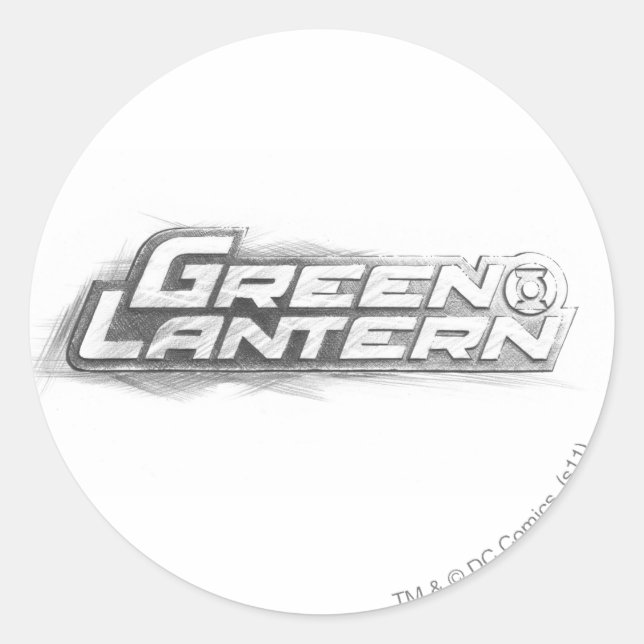Sticker Rond Dessin de lanterne verte (Devant)
