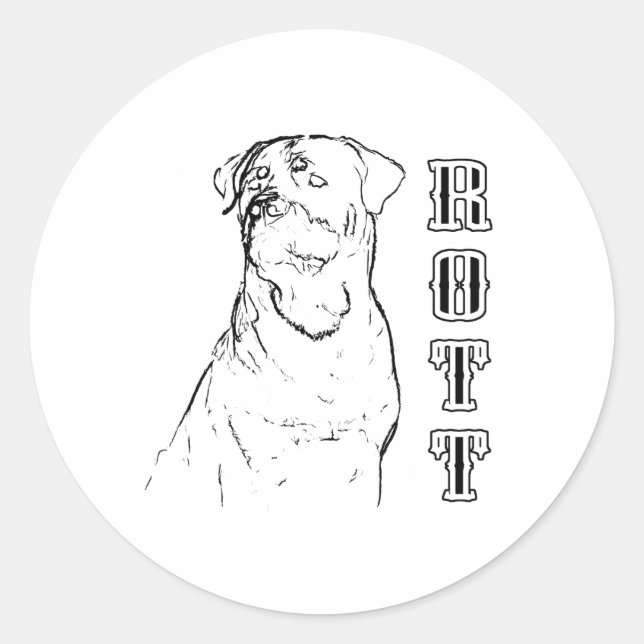 Sticker Rond Dessin de ligne Rottweeter (Devant)