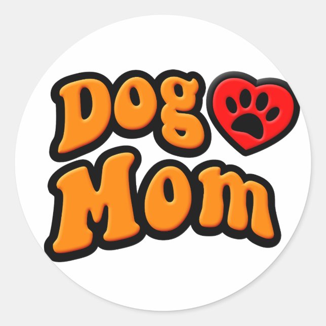 Sticker Rond Dessin de maman de chien super (Devant)