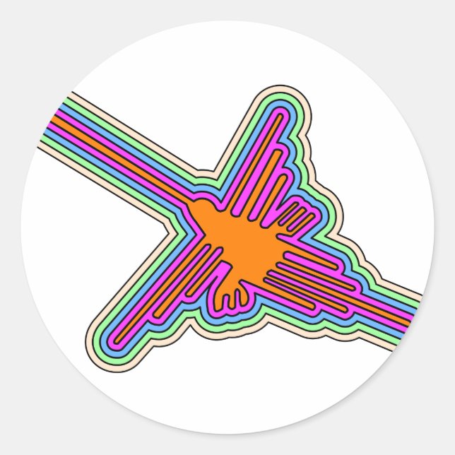 Sticker Rond Dessin de Nazca Hummingbird Pérou (Devant)