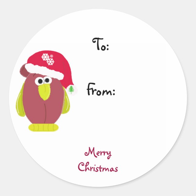 Sticker Rond Dessin de Noël poulet (Devant)