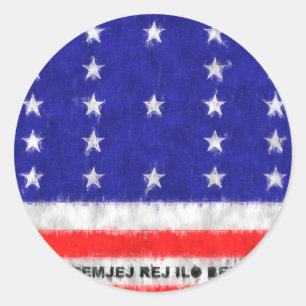 Sticker Rond Dessin de peinture à l'huile de l'atoll de Bikini