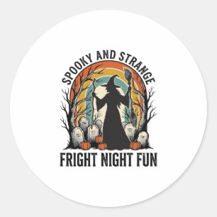 Sticker Rond Dessin de silhouette de cimetière d'Halloween de s