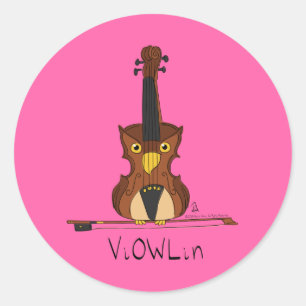 Sticker Rond Dessin de violon amusant musicien