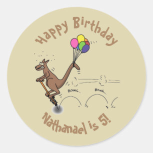 Sticker Rond Dessin d'humour australien kangourou