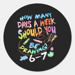 Sticker Rond Dessin drôle esquisse artiste amateur d'art garçon