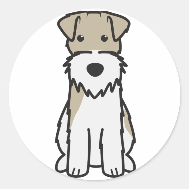 Sticker Rond Dessin du chien de Terrier Fox Wire (Devant)