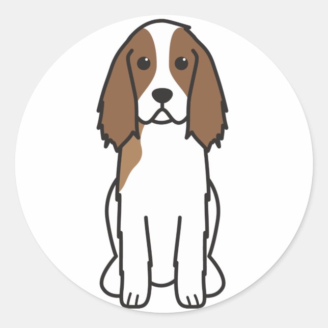 Sticker Rond Dessin du chien espagnol Springer anglais (Devant)