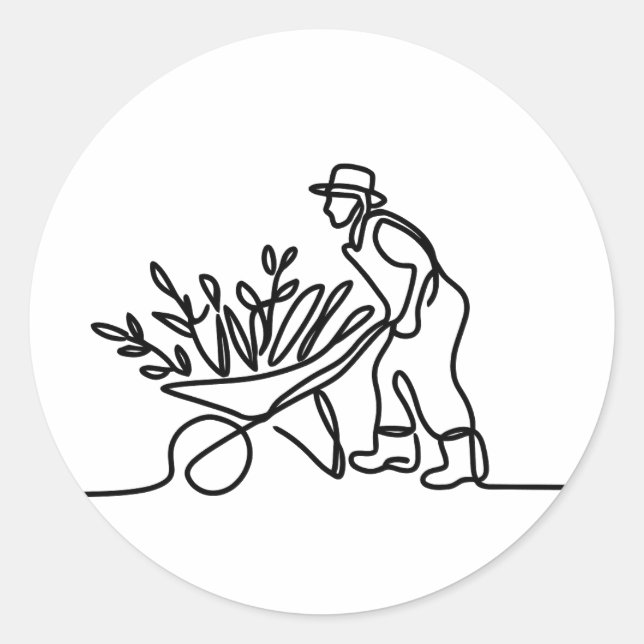 Sticker Rond dessin d'un agriculteur ou d'un jardinier (Devant)