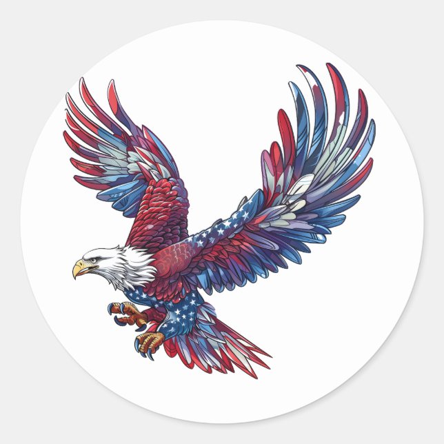 Sticker Rond Dessin d'un aigle, concept 4 juillet (Devant)