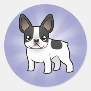 Sticker Rond Dessin Français Bulldog
