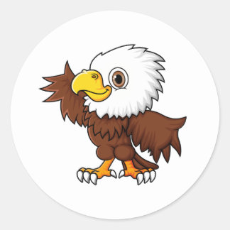 Sticker Rond dessin humoristique petit aigle posant.png
