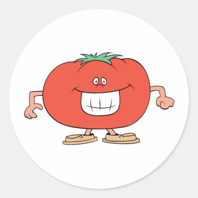 Sticker Rond dessin humoristique sur tomate (Devant)