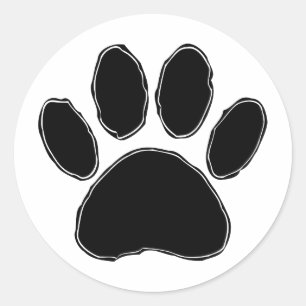 Sticker Rond Dessin Paw Chien En Noir