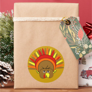 Sticker Rond Dessin ultra mignon #Thanksgiving #Turkey #Sticker