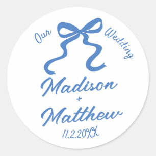 Sticker Rond Dessins à main Doodles Bow Wedding Favoriser